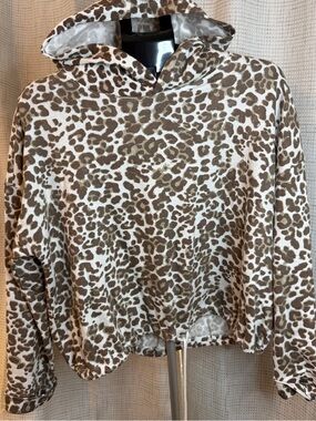 French Laundry Brown and Cream Leopard Hooded Sweatshirt